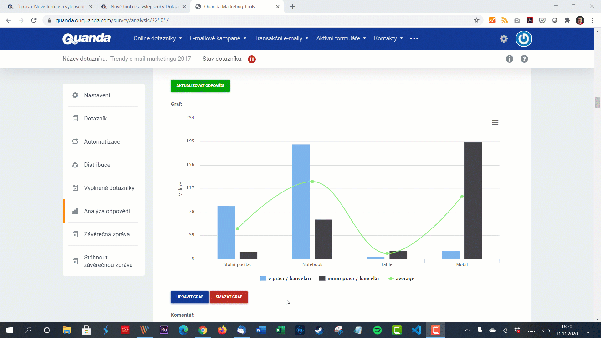 Filtrování v grafech Quanda